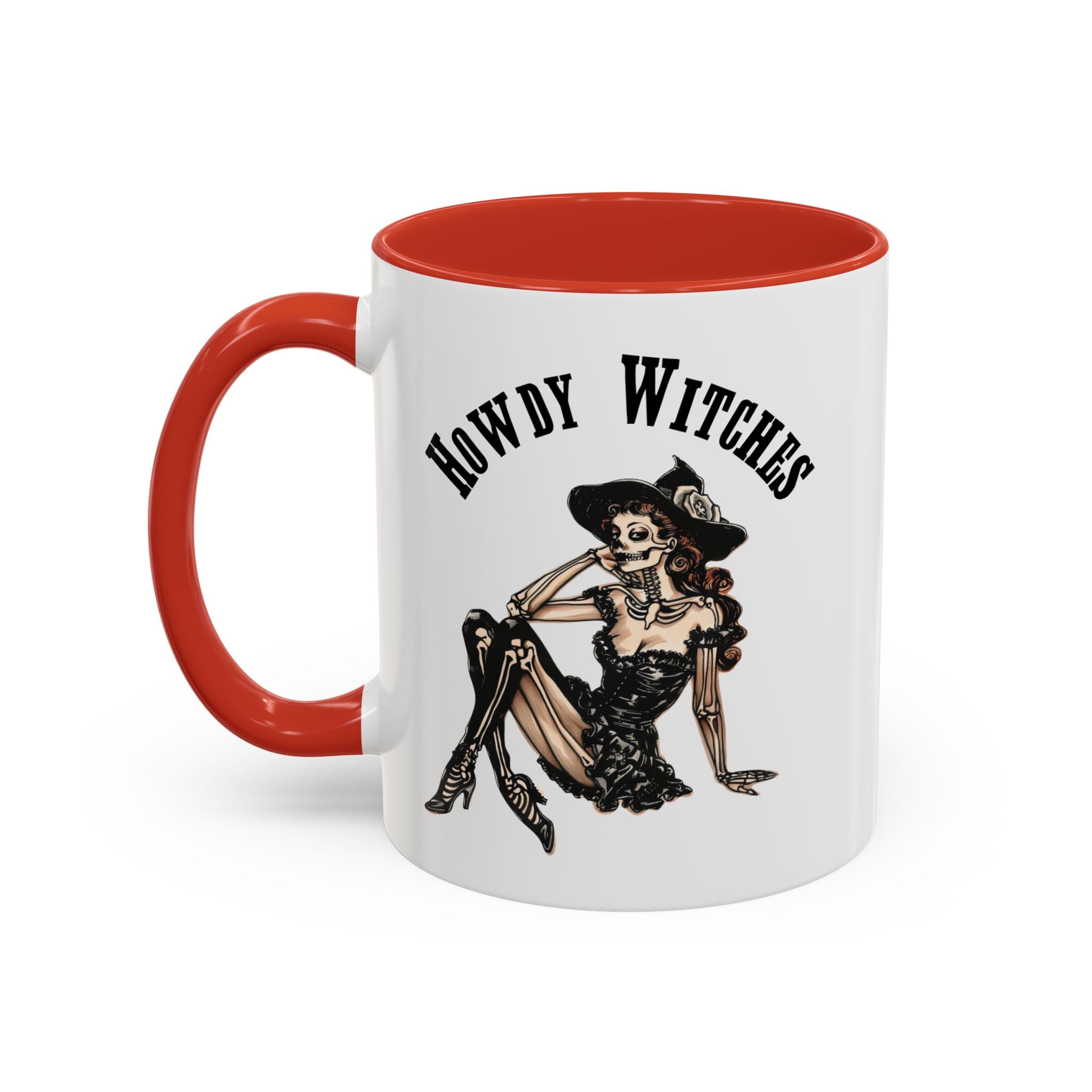 Howdy Witches Coffee Mug - Spooky Halloween Mug, Gift for Witches, Witchy Decor, Gothic Coffee Cup, Skeleton Design