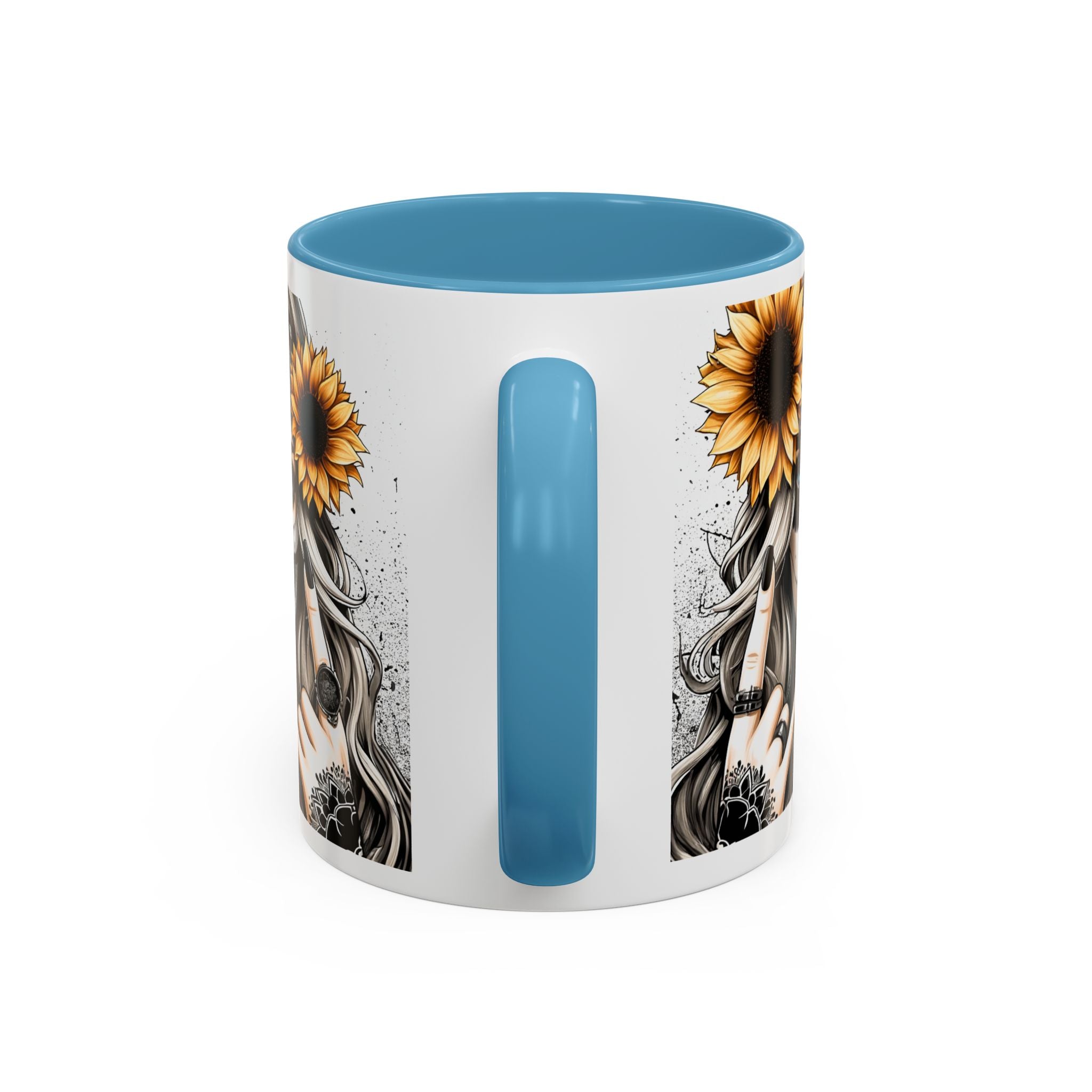 Sunflower Skull Accent Coffee Mug, Gothic Floral Mug, Unique Gift for Coffee Lovers, Boho Decor, Halloween Mug, Artful Drinkware