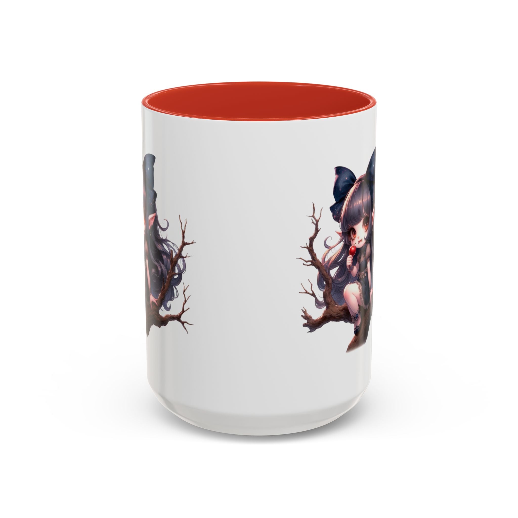 gothic vampire girl in tree horror art Accent Coffee Mug (11, 15oz) png16