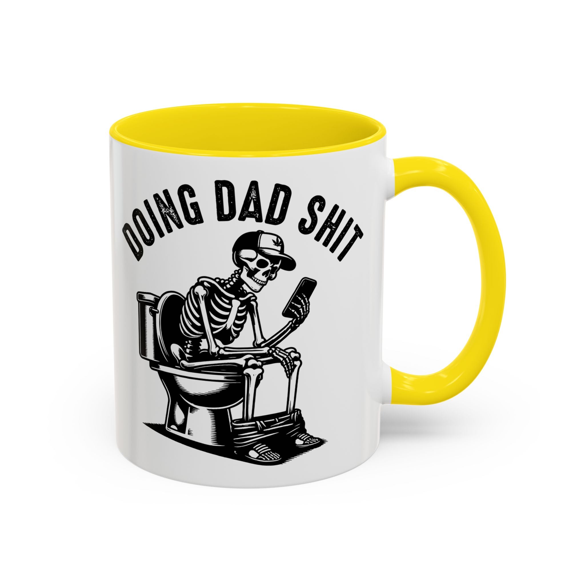 Doing Dad Shit Coffee Mug — Funny Skeleton Dad Toilet Humor Accent Mug