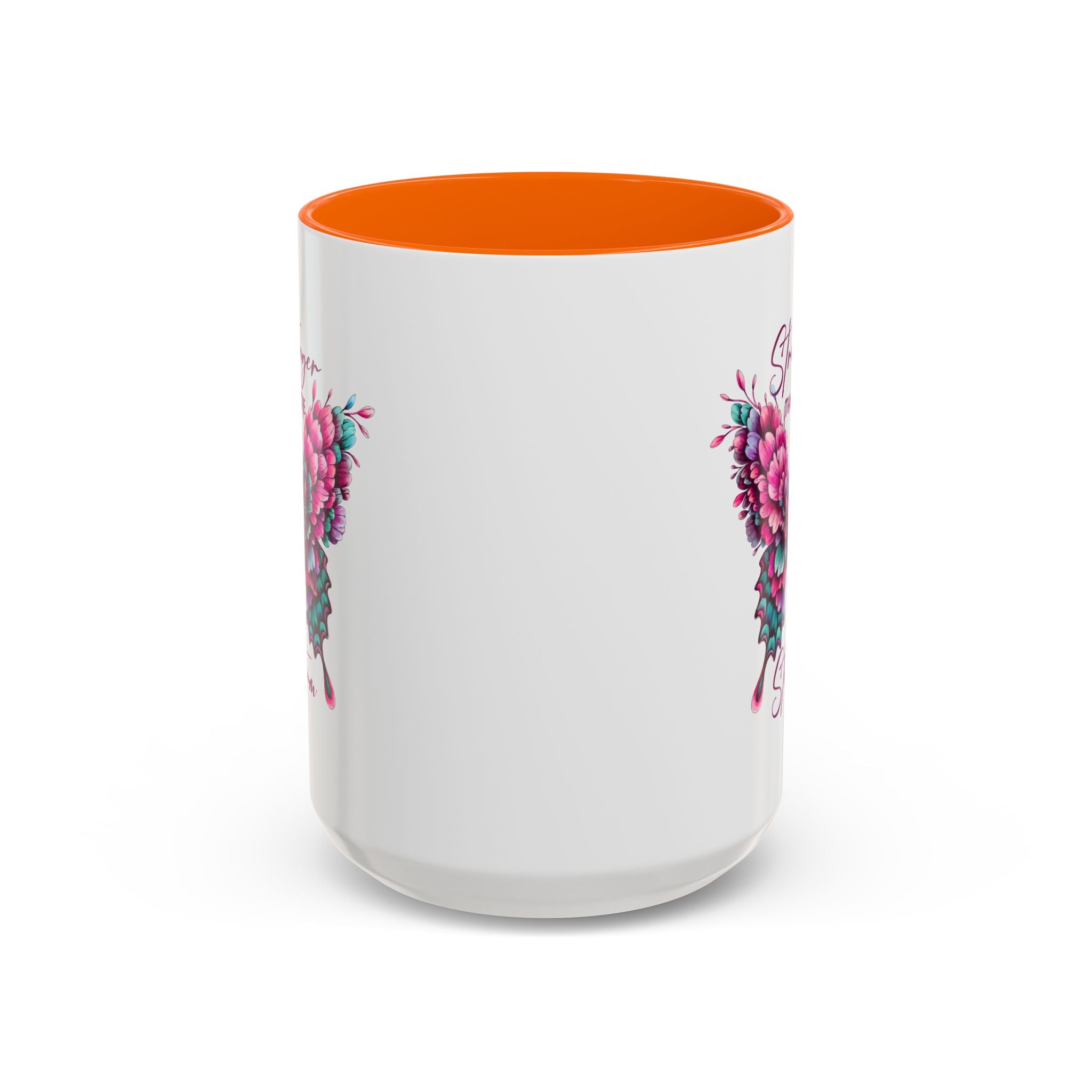 Stronger Than The Storm Accent Coffee Mug - Inspirational Butterfly Design