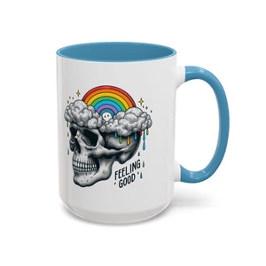Skull Rainbow Coffee Mug, Unique Gift for Coffee Lovers, Halloween Decor, Daily Motivation Mug, Fun Skull Design