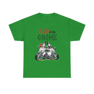 Bad to the Gnome Unisex Heavy Cotton Tee - Fun and Whimsical Biker Shirt