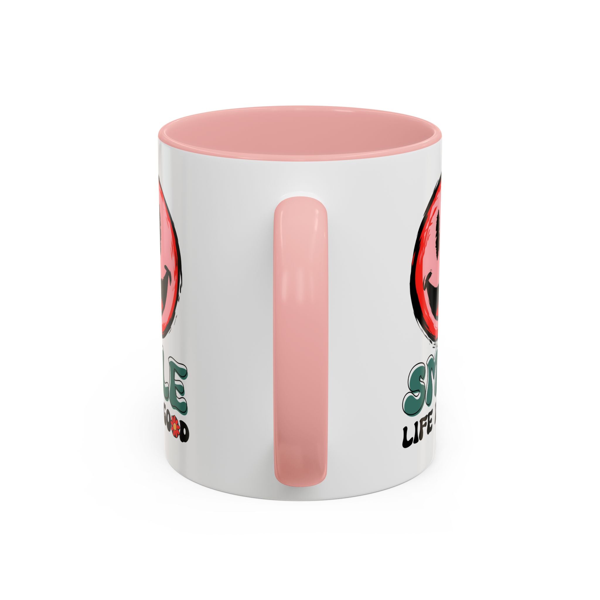 Smiley Face Accent Coffee Mug - "Smile, Life is Good" - 11oz & 15oz