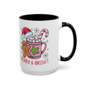 Festive Gingerbread Coffee Mug, Christmas Gift, Holiday Coffee Cup, Merry & Bright Mug, Winter Mug, Hot Chocolate Holder