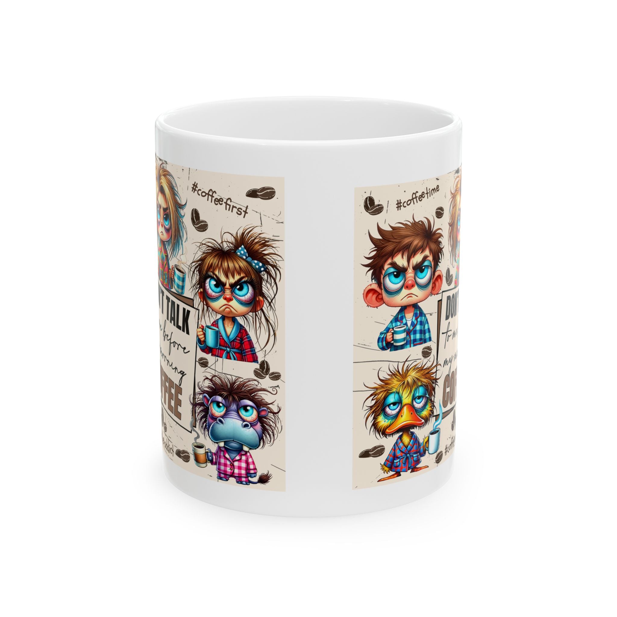 Coffee Lovers Ceramic Mug - Funny Cartoon Design | Perfect Gift for Coffee Enthusiasts, Home Office, Any Holiday