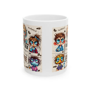 Coffee Lovers Ceramic Mug - Funny Cartoon Design | Perfect Gift for Coffee Enthusiasts, Home Office, Any Holiday