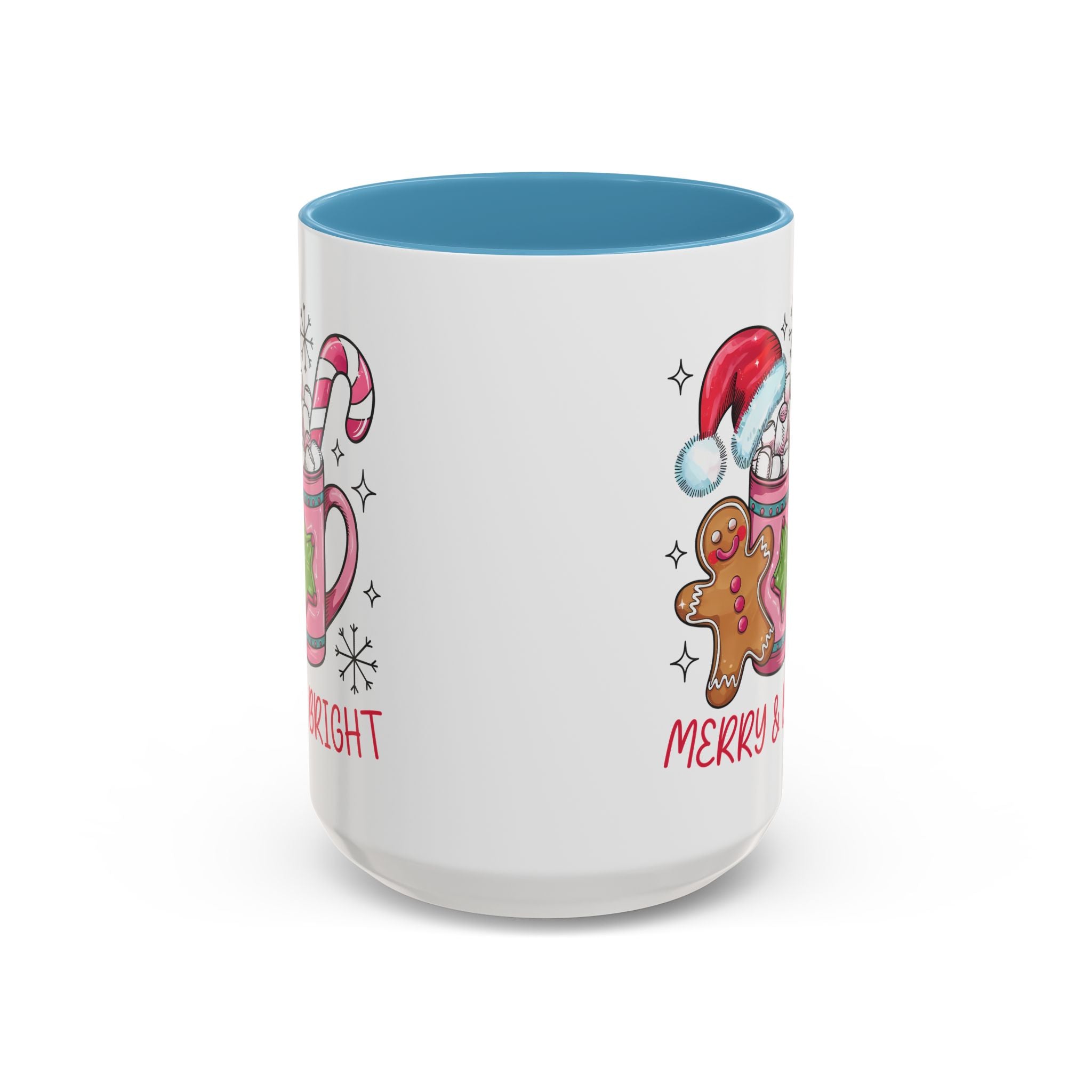 Festive Gingerbread Coffee Mug, Christmas Gift, Holiday Coffee Cup, Merry & Bright Mug, Winter Mug, Hot Chocolate Holder
