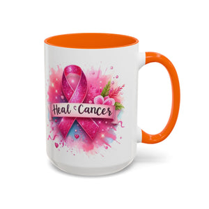 Pink Ribbon Healing Coffee Mug | Support Cancer Awareness | Inspirational Gift | Breast Cancer Support | 11oz & 15oz Options