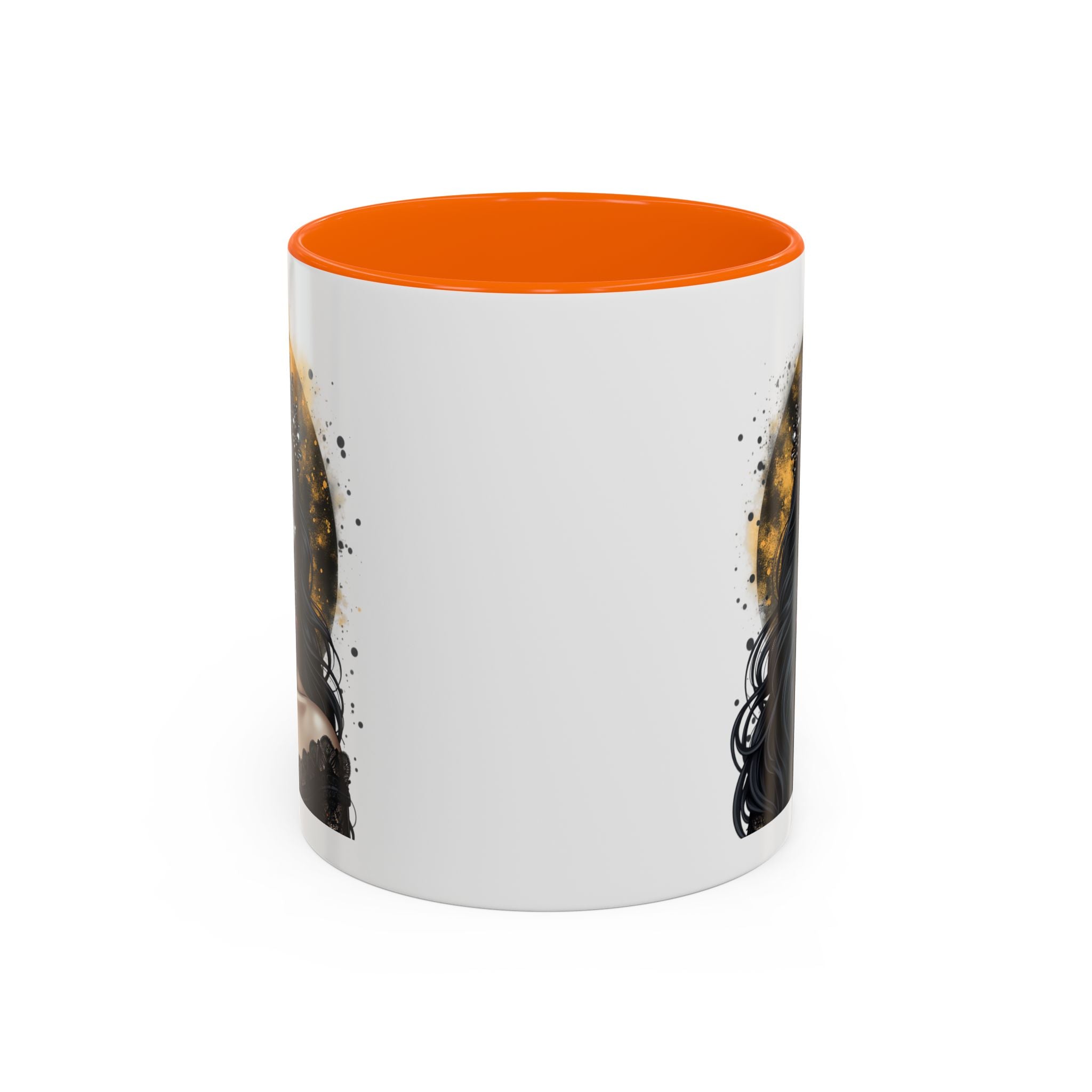 Gothic Art Accent Mug - Artistic Skull & Lady Design, Unique Coffee Cup for Halloween, Gift for Her, Decorative Kitchenware, Dark Aesthetic
