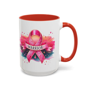 Pink Ribbon Warrior Coffee Mug, Support Breast Cancer Awareness Gift, Inspirational Mug, Cancer Survivor Merchandise, 11oz 15oz Mug
