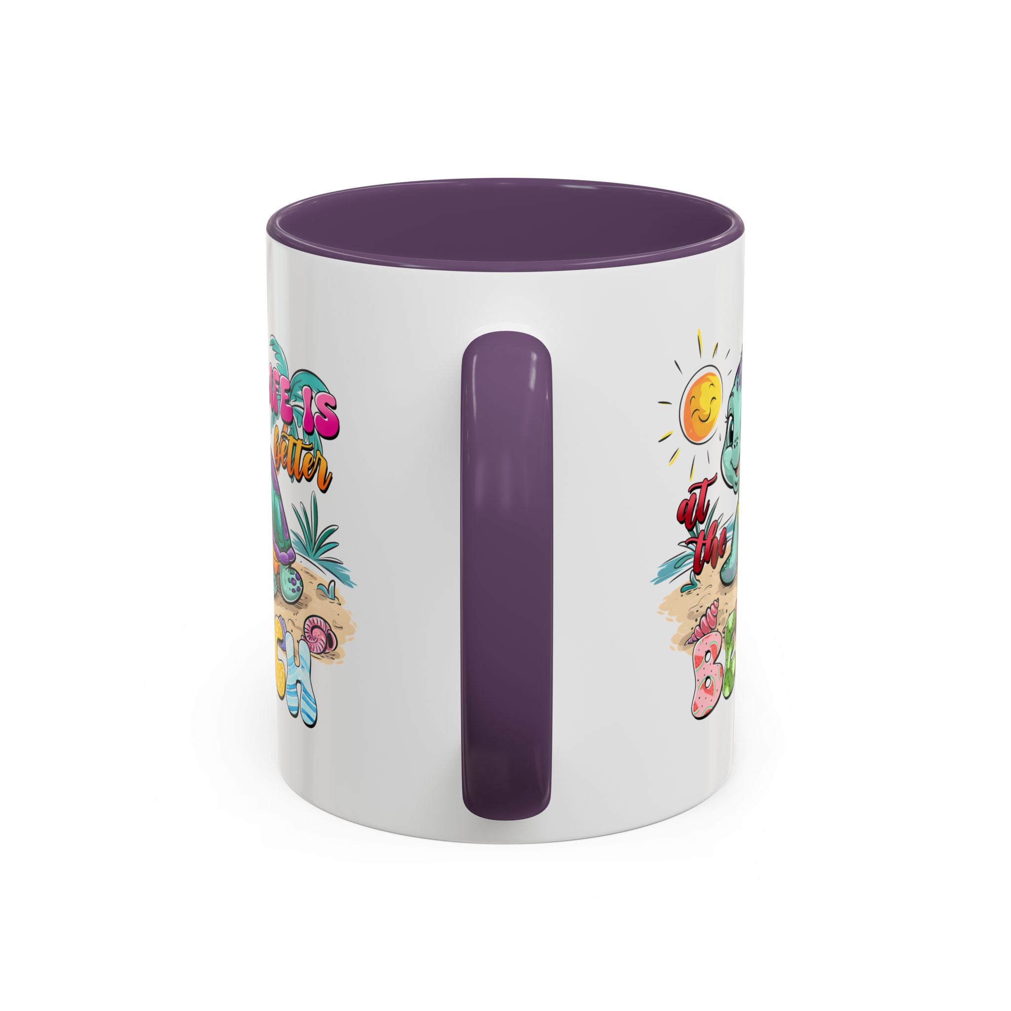 Beach Vibe Accent Coffee Mug - "Life is Better at the Beach" Design turtle animal lover