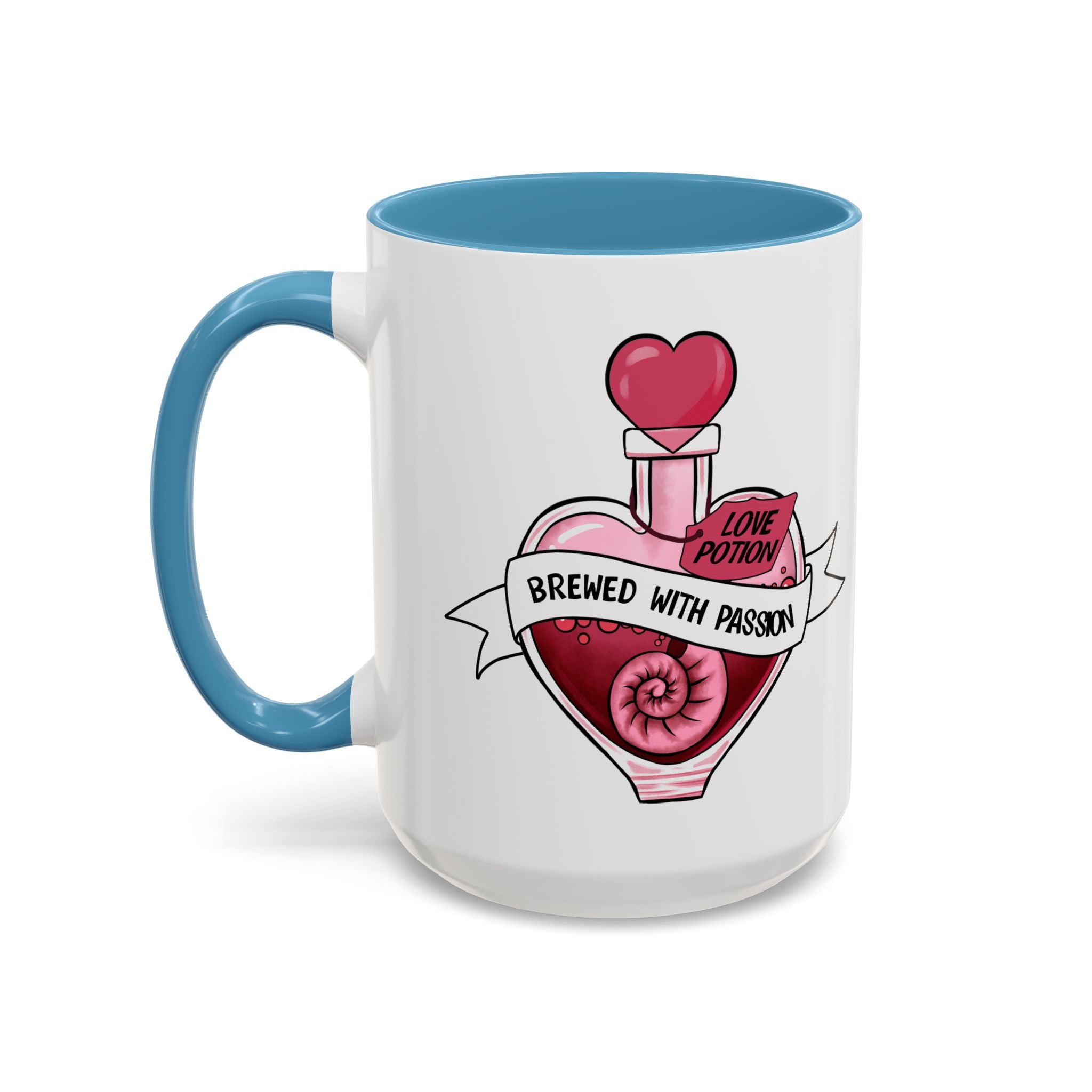 Coffee Mug - 'Brewed With Passion' Love Potion Accent Mug (11/15oz) anti valentine