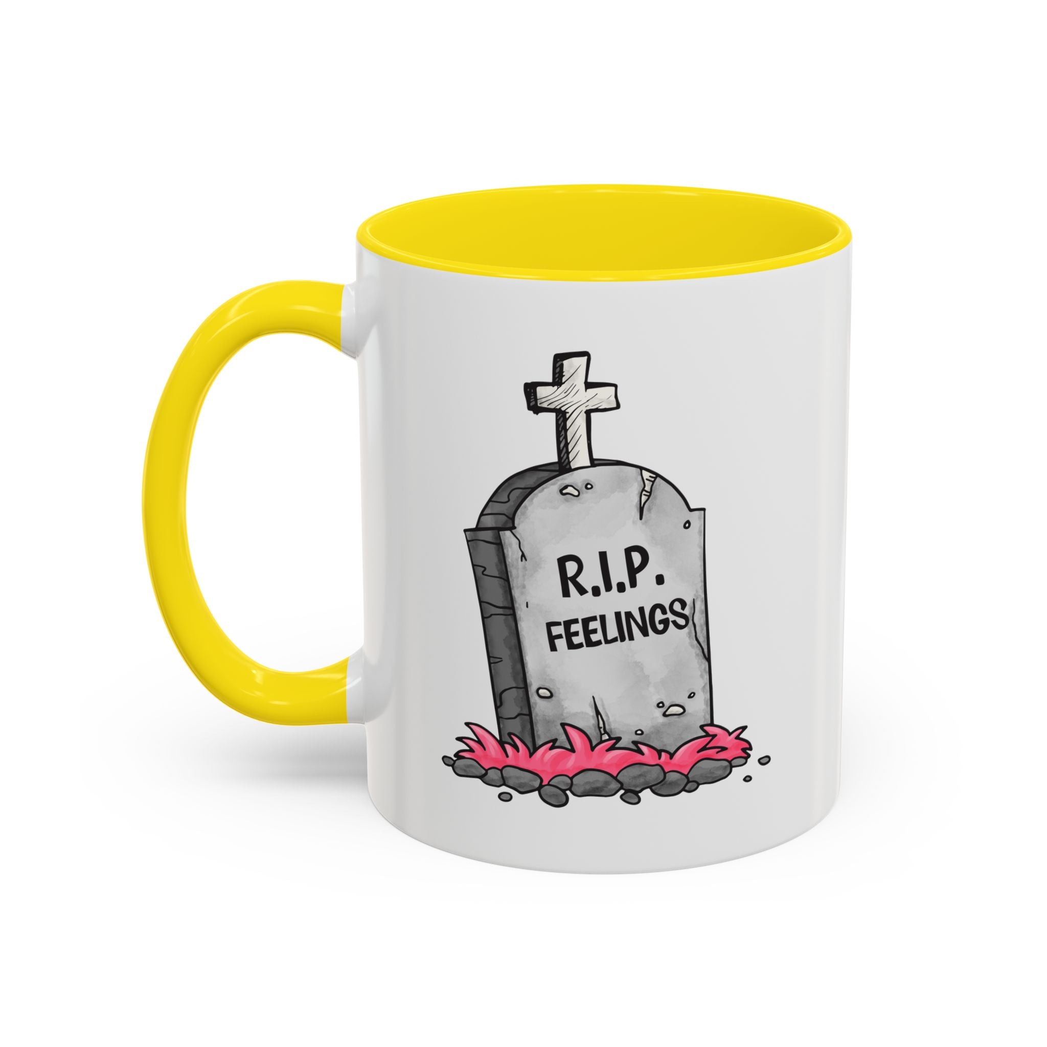 Coffee Mug — RIP Feelings Tombstone Accent Mug anti valentine
