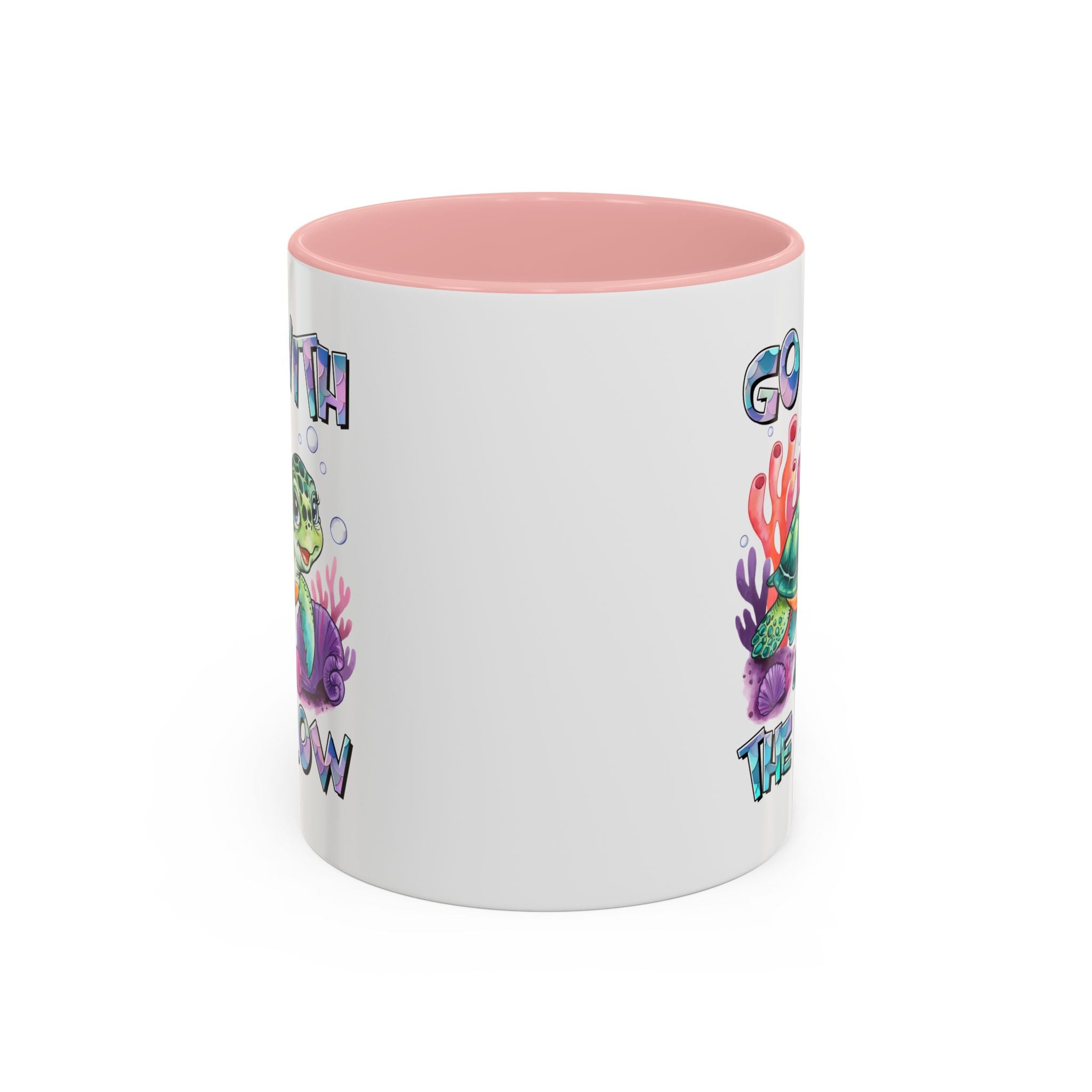 Ocean-Inspired Accent Coffee Mug - 'Go With The Flow' Design turtle