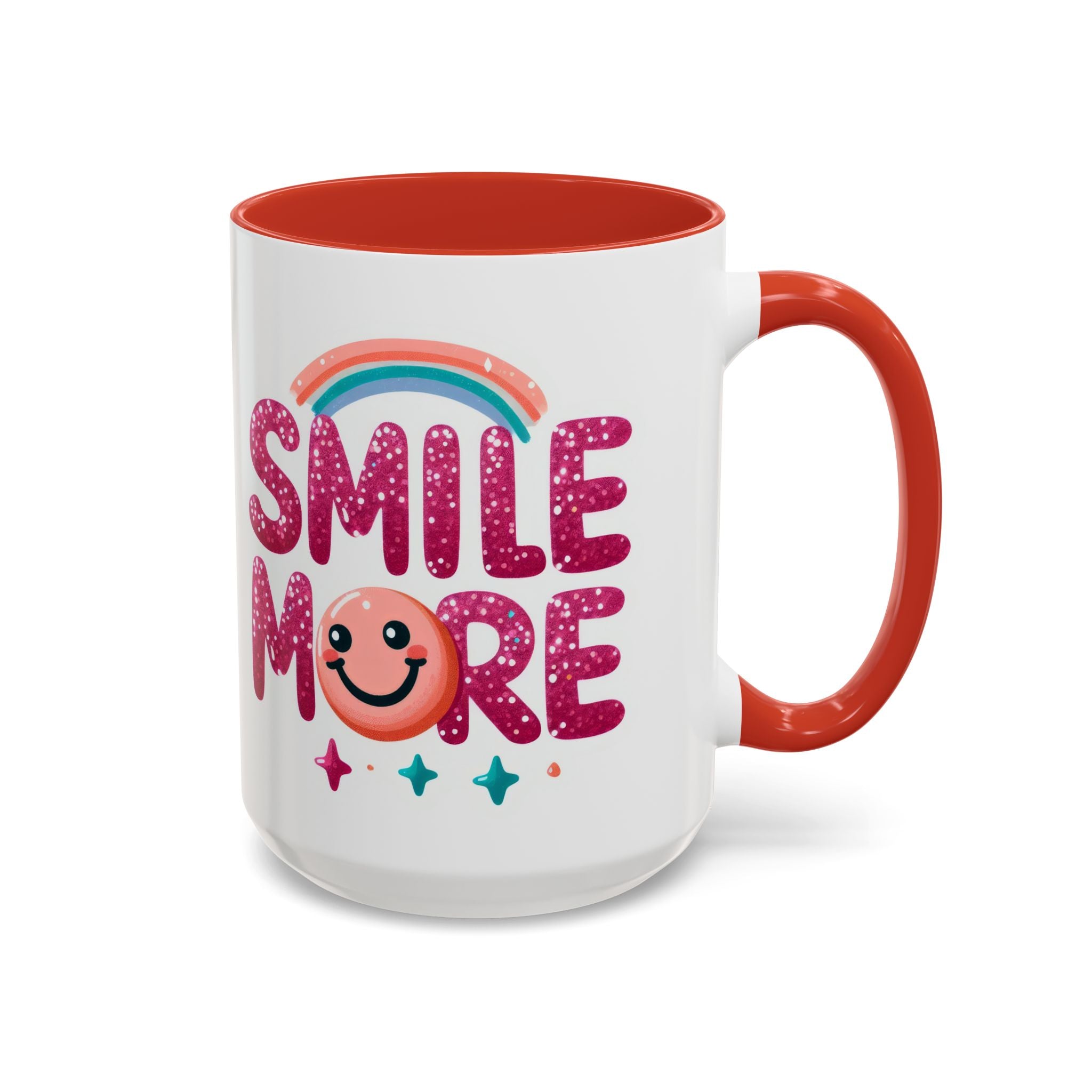 Smile More Coffee Mug – Cute Rainbow Smiley Accent Mug (11/15oz)