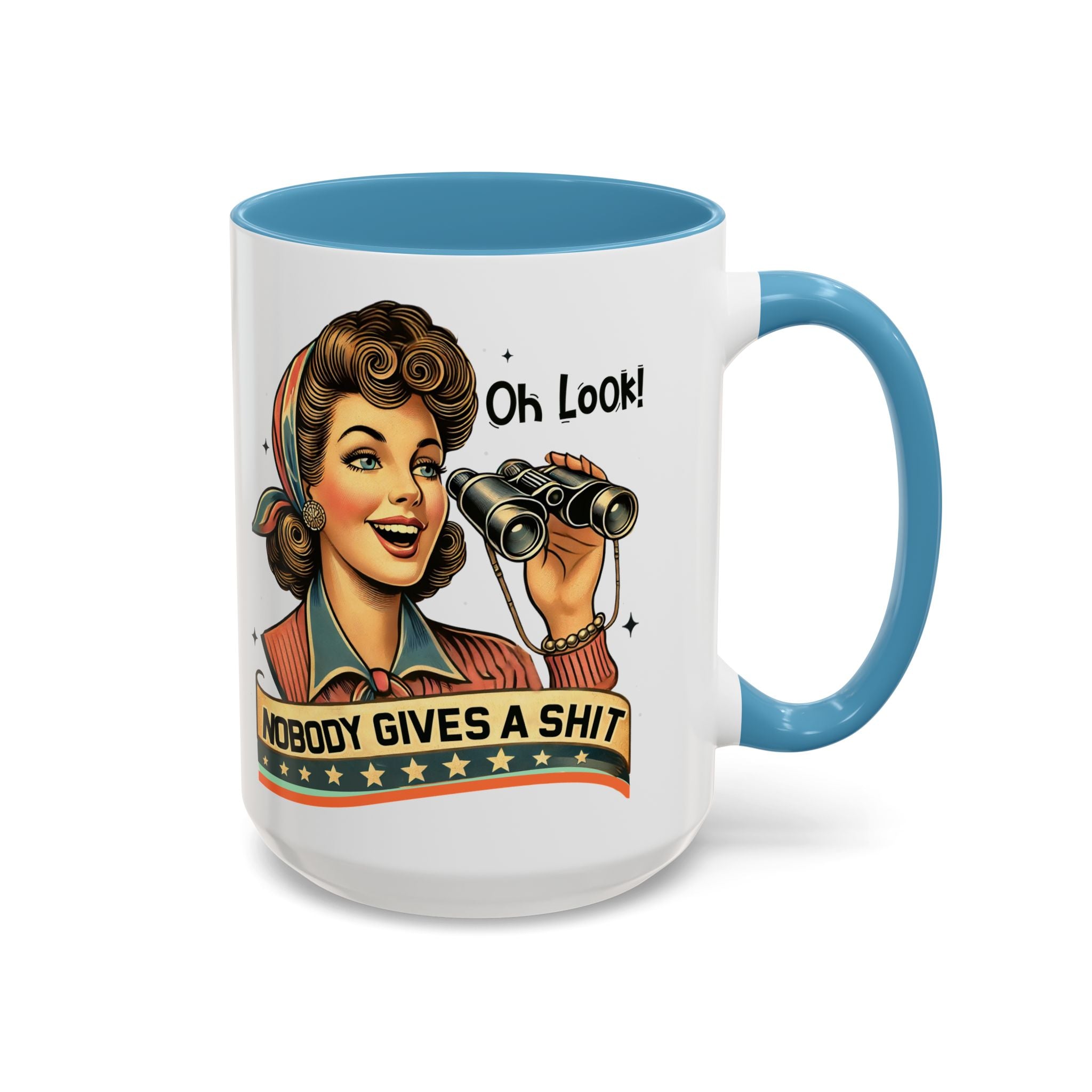 Nobody Gives a Shit Retro Coffee Mug — Funny Vintage Pin-Up Accent Mug (11/15oz)