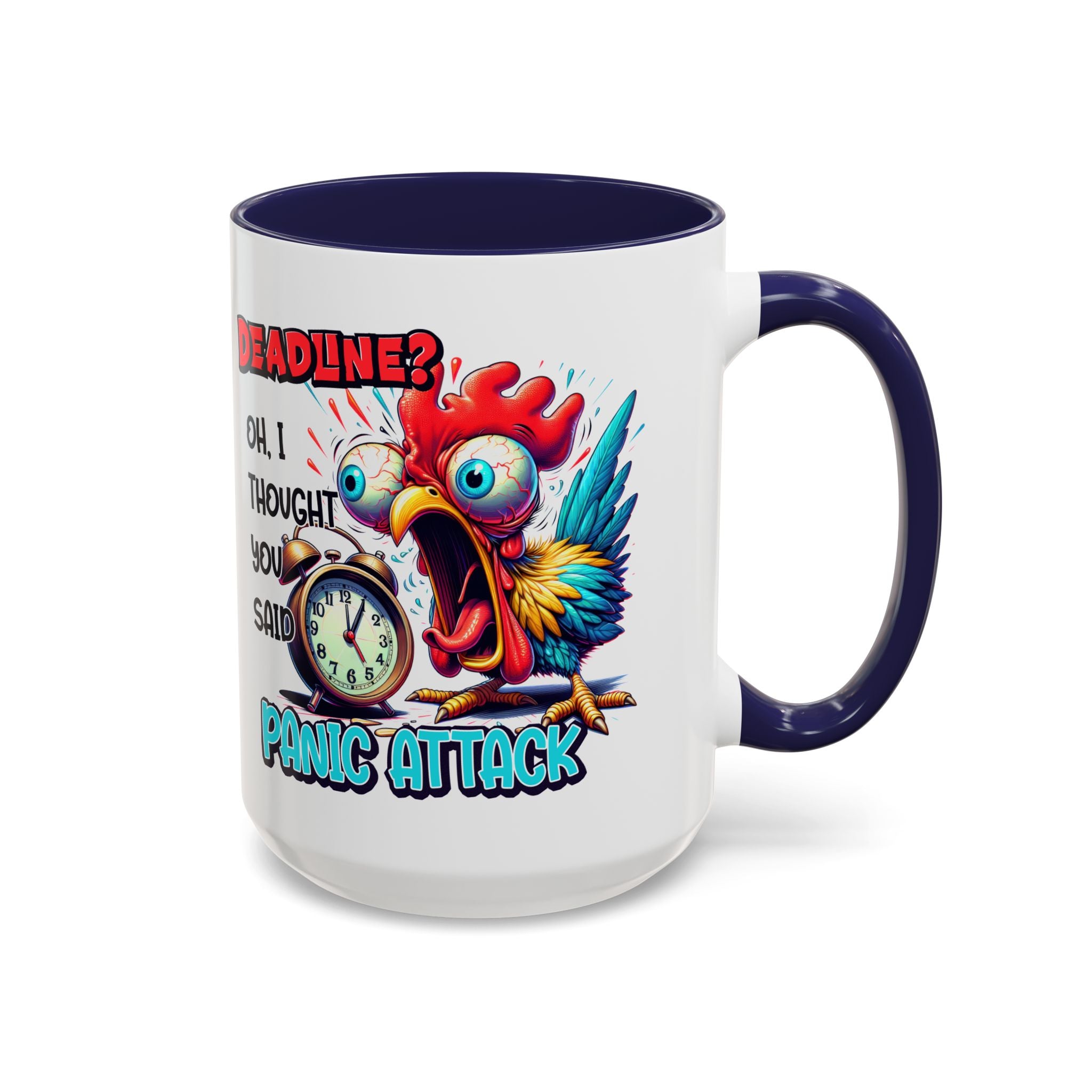 Funny Panic Attack Coffee Mug, Quirky Rooster Mug for Stress Relief, Gift for Teachers, Office Humor, Coworker Gift, Fun Coffee Cup