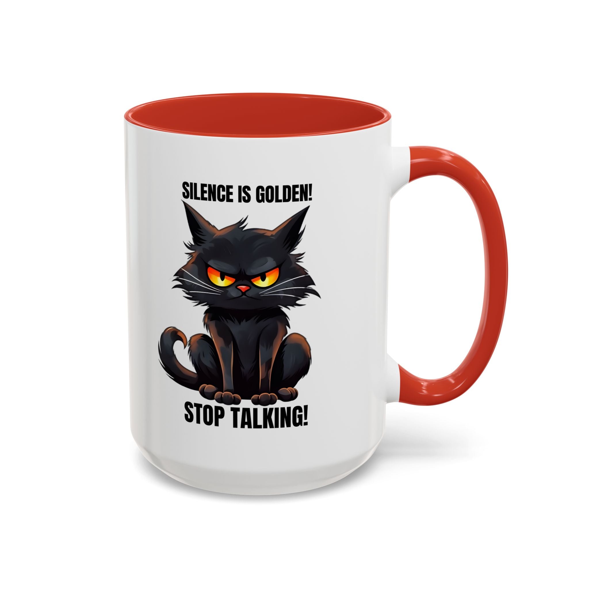Funny Cat Mug | Silence Is Golden Coffee Cup | Gift for Cat Lovers | Humorous Kitchenware | Ceramic Teacup | Unique Animal Gifts