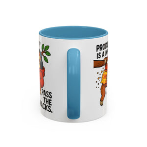 Funny Sloth Coffee Mug, Humor Mug Gift, Productivity Myth Mug, Cute Sloth Cup, Quirky Office Mug