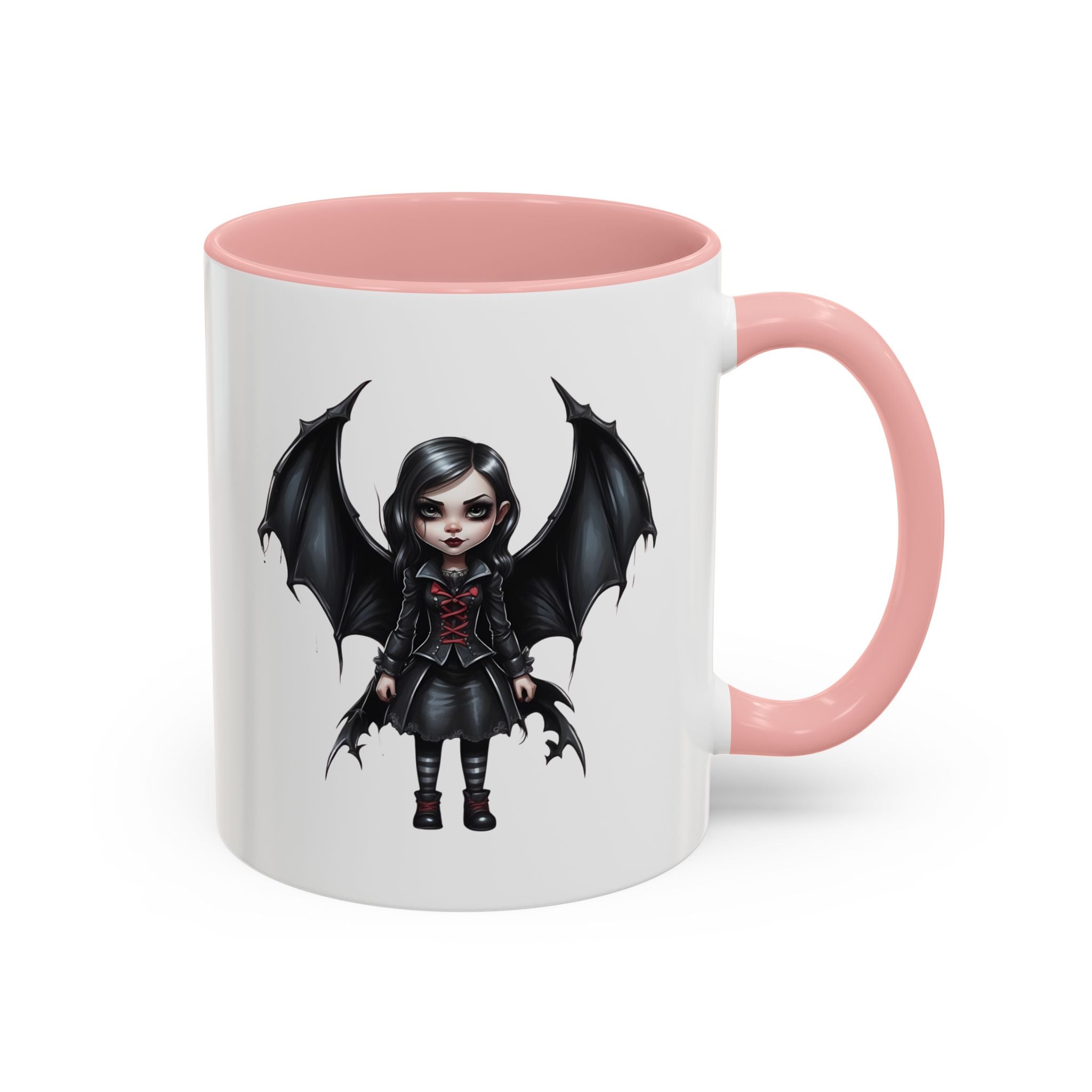 Gothic vampire girl with bat wings horror art Accent Coffee Mug (11, 15oz) vamp18
