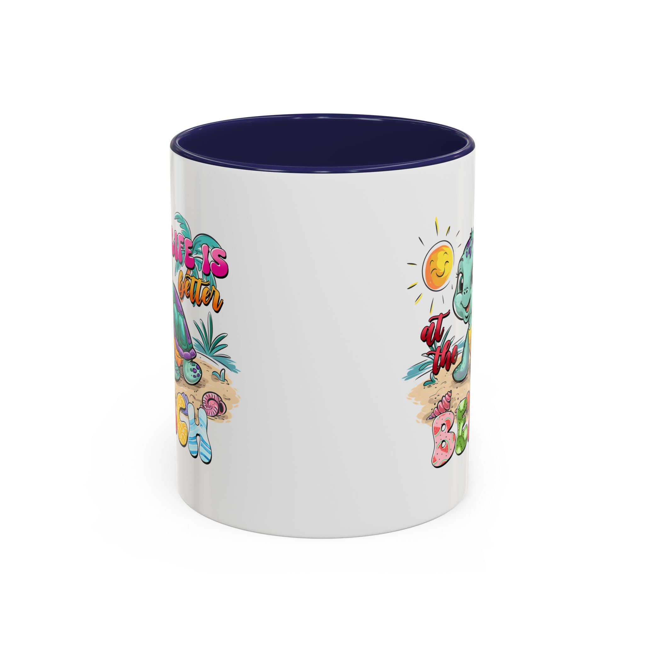 Beach Vibe Accent Coffee Mug - "Life is Better at the Beach" Design turtle animal lover