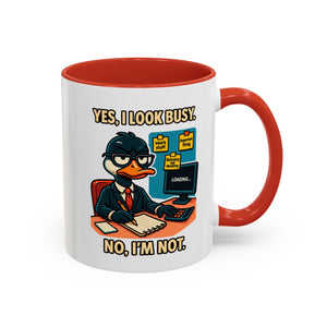 Busy Duck Coffee Mug, Humorous Office Mug, Cute Animal Mug Gift, Quirky Work Mug, Funny Gift for Coworkers