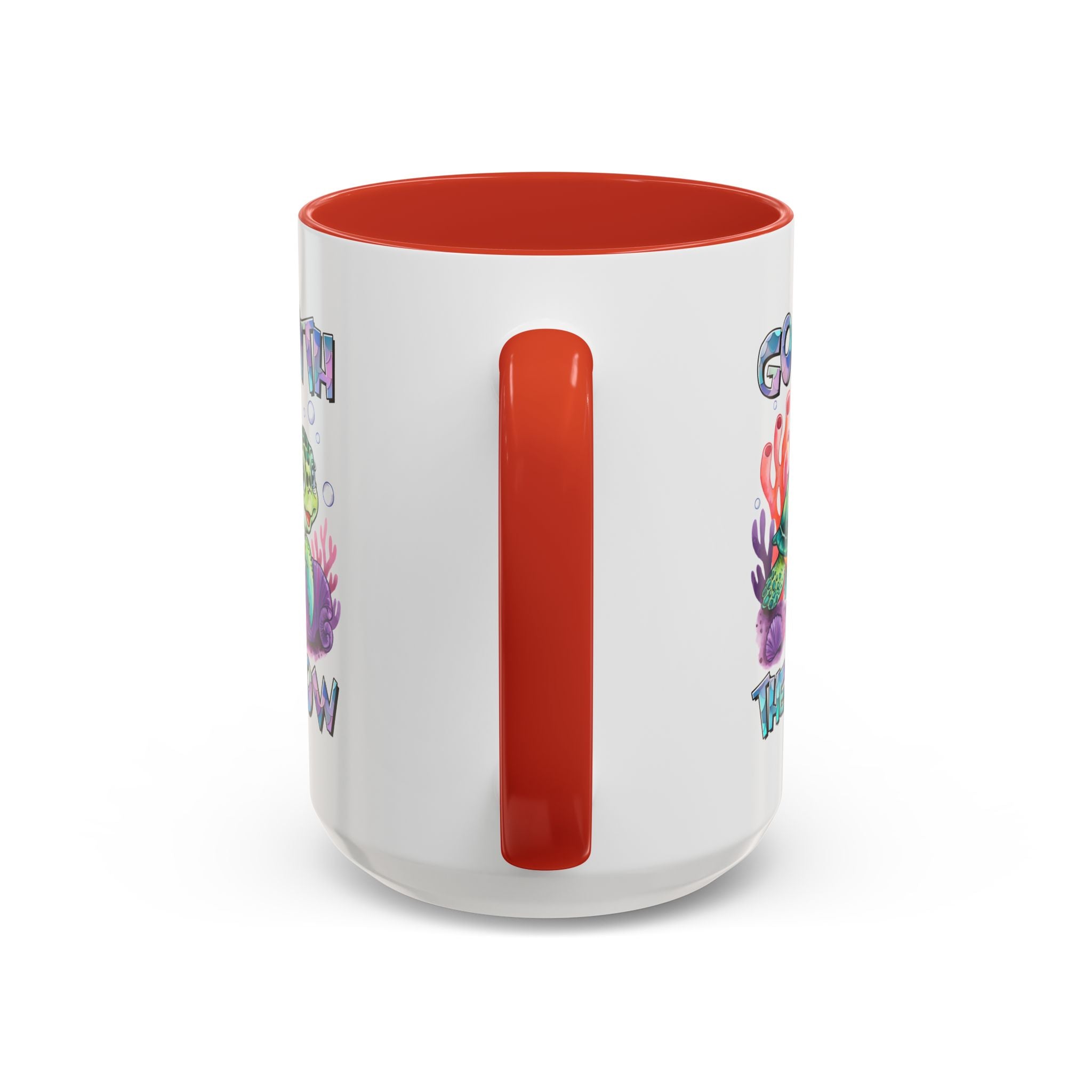 Ocean-Inspired Accent Coffee Mug - 'Go With The Flow' Design turtle