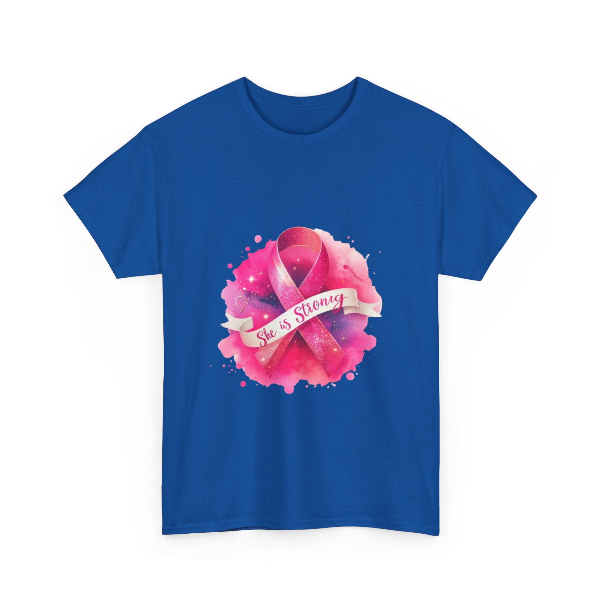 Empowering Cancer Awareness Tee - She is Strong, Support Shirt, Gift for Survivors, Pink Ribbon Apparel, Breast Cancer Awareness