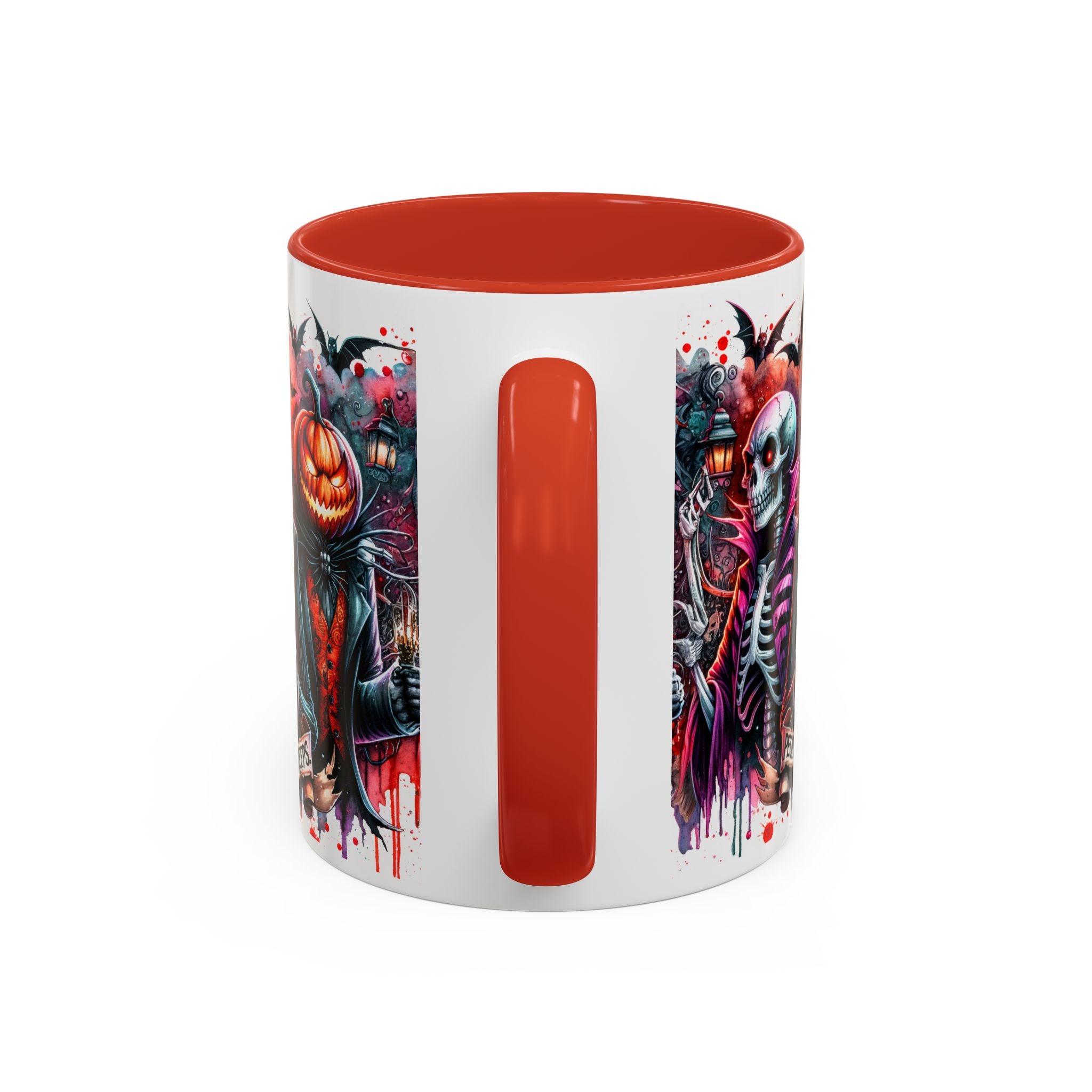 Halloween-themed Accent Coffee Mug, Spooky Skull Mug, Pumpkin Art Cup, Unique Gift for Halloween Lovers, October Decor