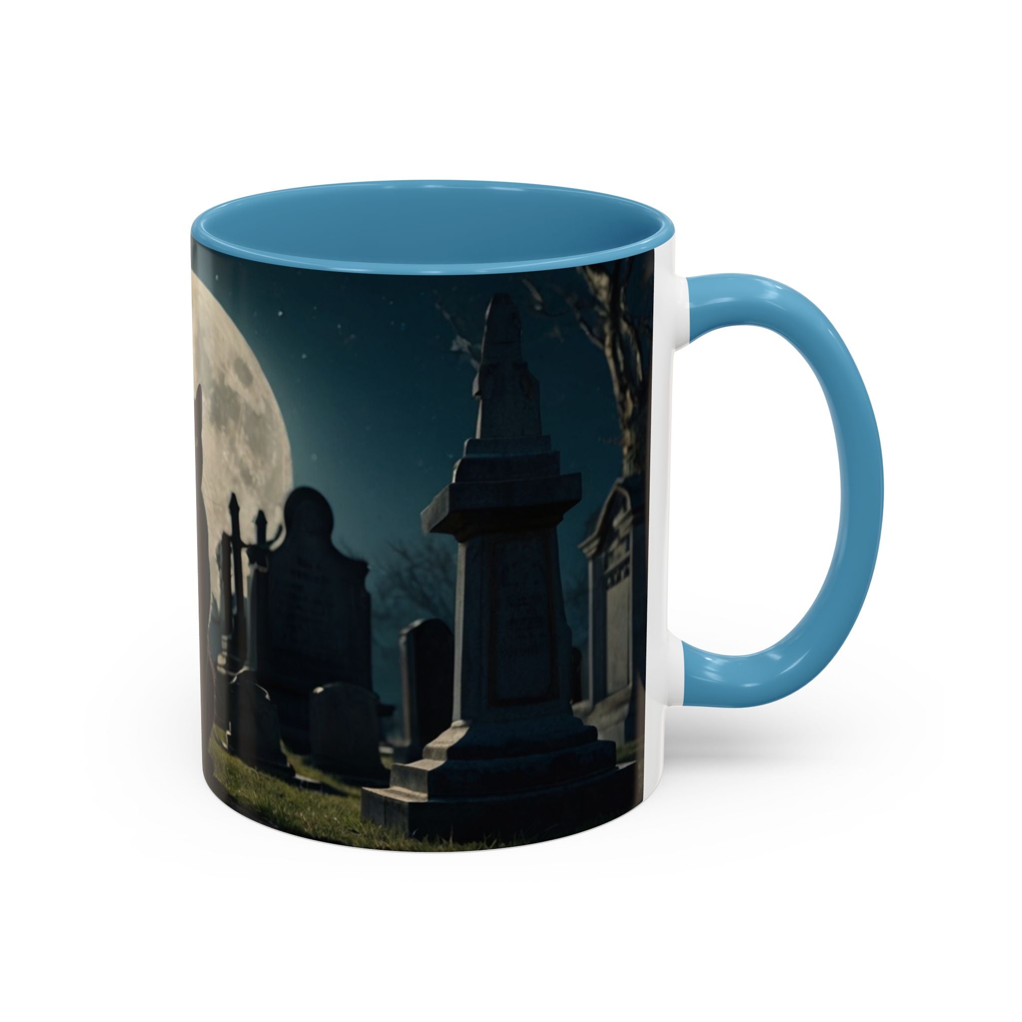 Mystical Black Cat Coffee Mug - 11oz & 15oz halloween graveyard full moon