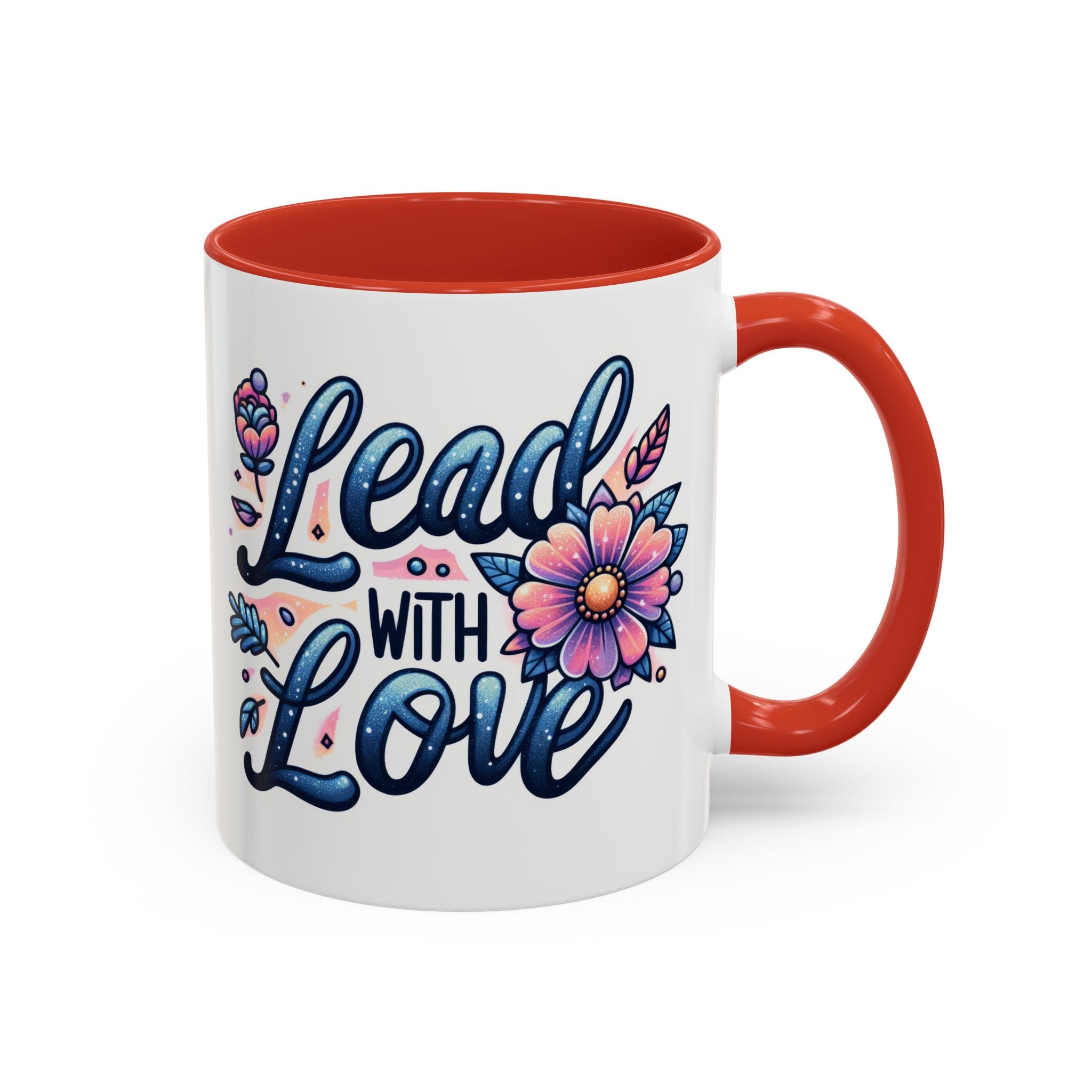 Lead With Love Accent Coffee Mug — Floral Inspirational 11/15oz