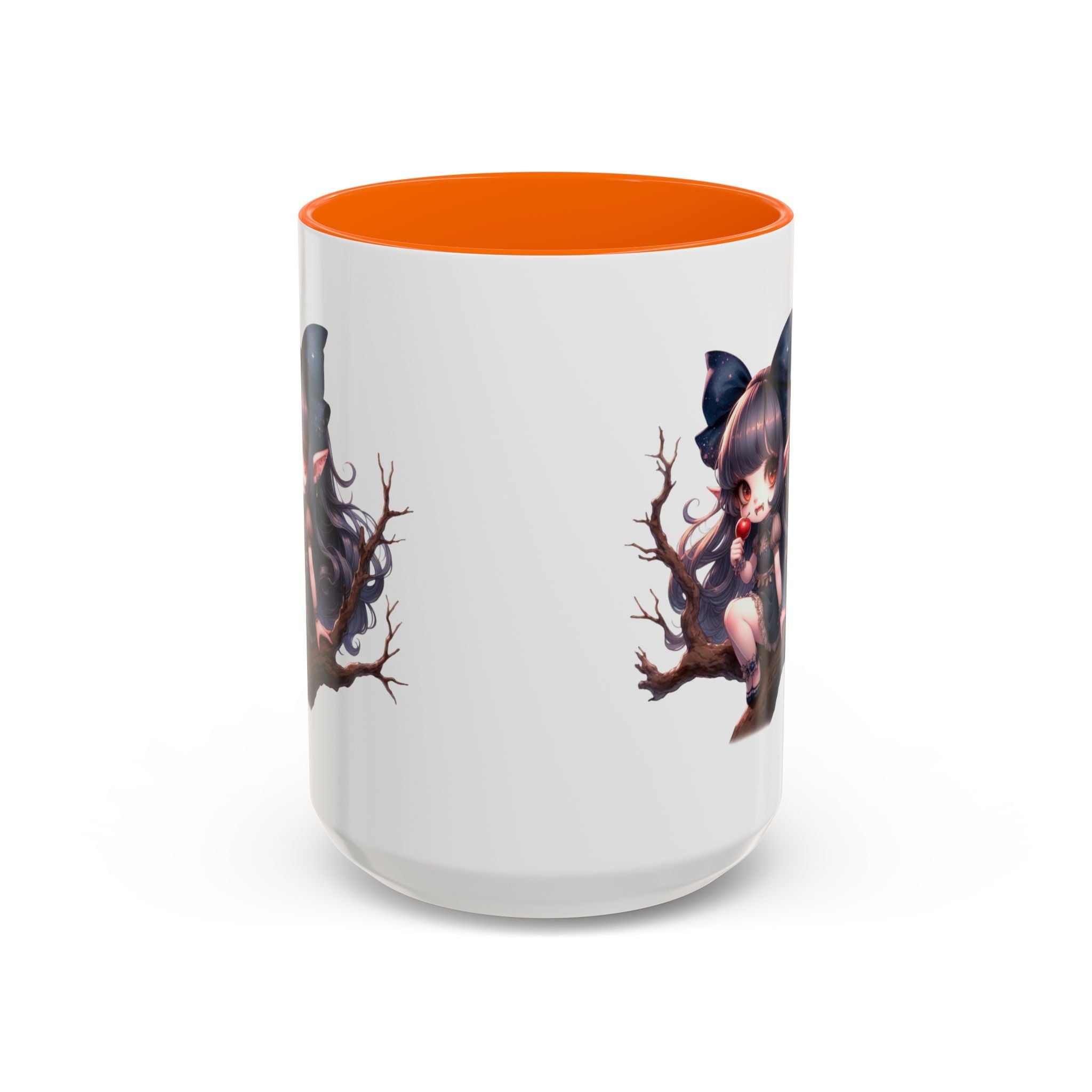 gothic vampire girl in tree horror art Accent Coffee Mug (11, 15oz) png16