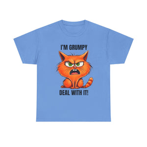 Grumpy Cat Tee: Unisex Heavy Cotton Shirt, Funny Cat Lovers Gift, Casual Wear, Birthday, Humor Apparel