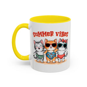 Summer Vibes Cat Coffee Mug - Fun Accent Mug for Cat Lovers