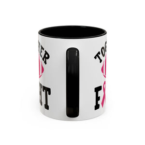 Together We Fight Pink Ribbon Coffee Mug, Support Breast Cancer Awareness, Gift for Survivors, Football Lovers, Empowerment