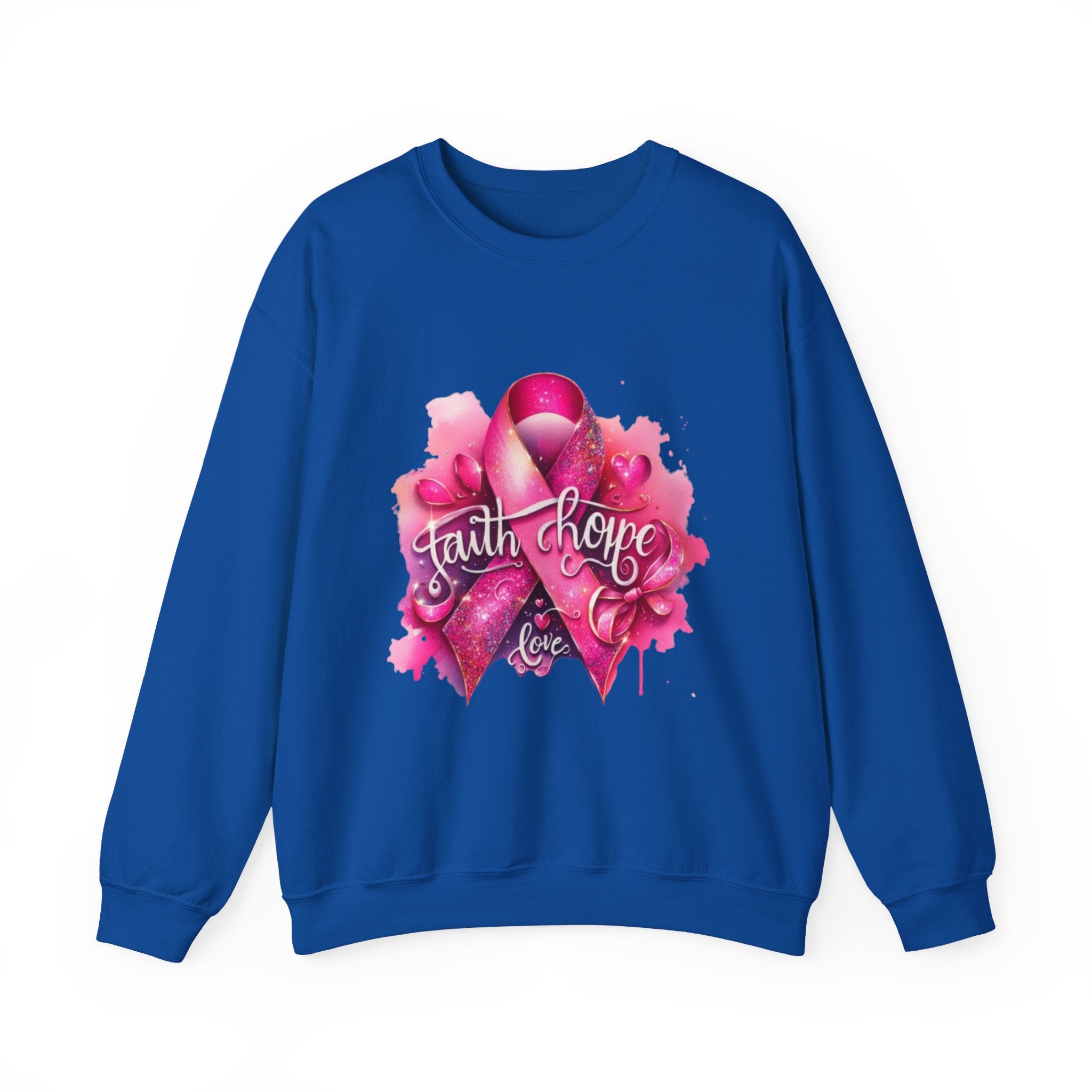 Breast Cancer Awareness Sweatshirt, Faith Hope Love Crewneck, Comfort Fashion, Supportive Gift for Her, Pink Ribbon Apparel