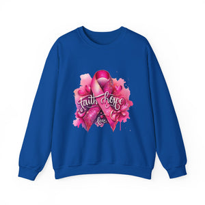 Breast Cancer Awareness Sweatshirt, Faith Hope Love Crewneck, Comfort Fashion, Supportive Gift for Her, Pink Ribbon Apparel