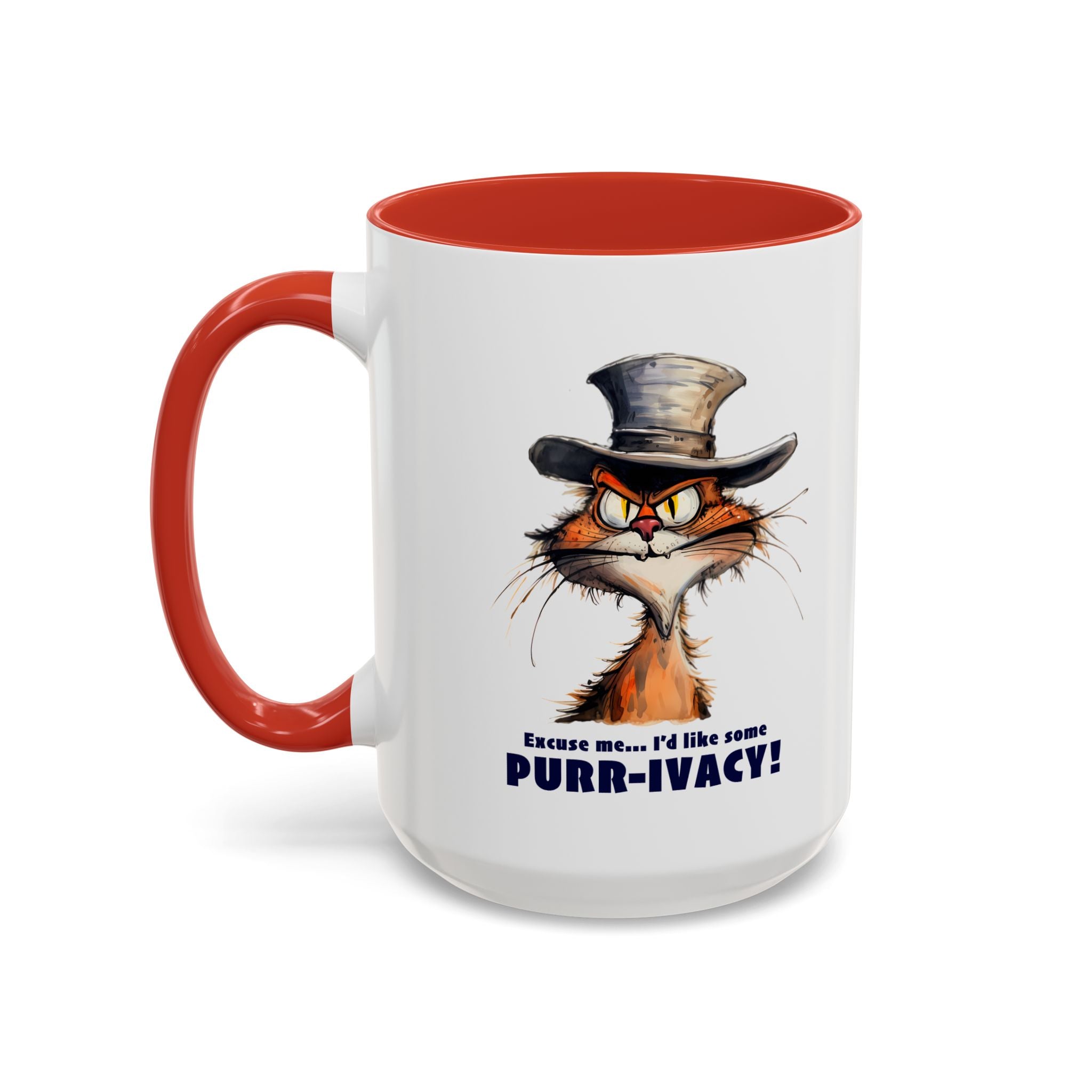 Funny Cat Coffee Mug - Purr-ivacy & Puppy Humor, Gifts for Cat Lovers, Home Office Accessories, Birthday, Pet Owner Mug