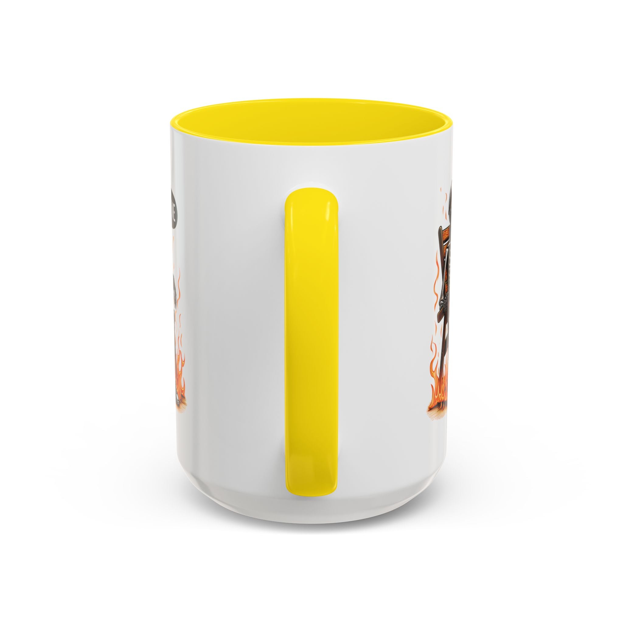 Funny I'M fine  Skeleton on fire Coffee Mug - Humor Gift for Halloween, Coffee Lovers,  Decor, Gag Gift, 11-15oz Accent Mug