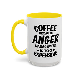 Funny Anger Management Coffee Mug, Gift for Coffee Lovers, Stress Relief, Black Accent, Humorous Cup for Friends, Office Humor, Funny Gifts