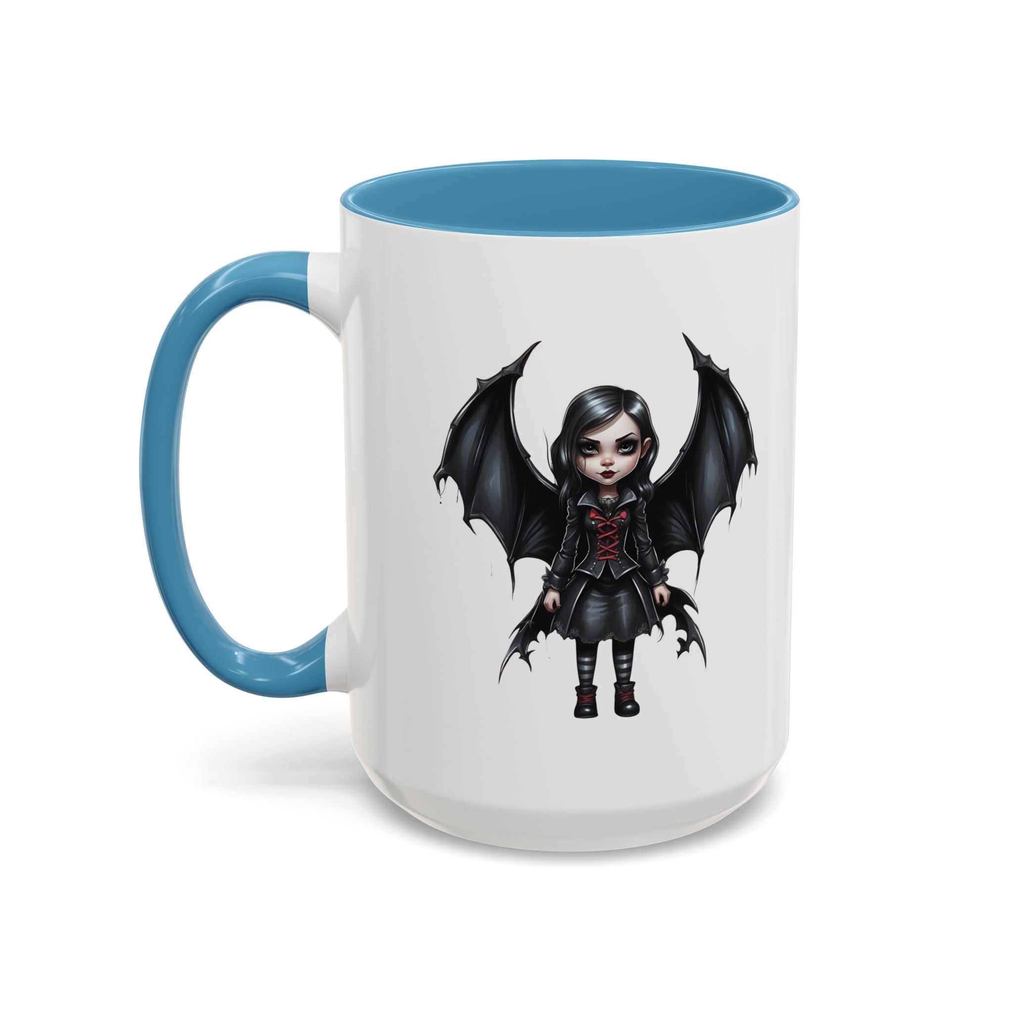 Gothic vampire girl with bat wings horror art Accent Coffee Mug (11, 15oz) vamp18