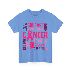 Cancer Awareness Unisex Tee, Support Cancer Fighters, Fight Against Cancer, Gift for Survivors, Hope & Love T-Shirt
