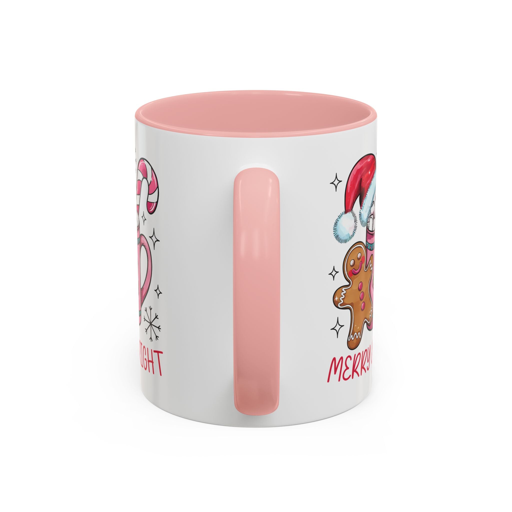 Festive Gingerbread Coffee Mug, Christmas Gift, Holiday Coffee Cup, Merry & Bright Mug, Winter Mug, Hot Chocolate Holder