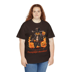 Halloween t shirt pumpkin western style shootout funny fall fun scary stocking stuffer for whole family  cotton tee