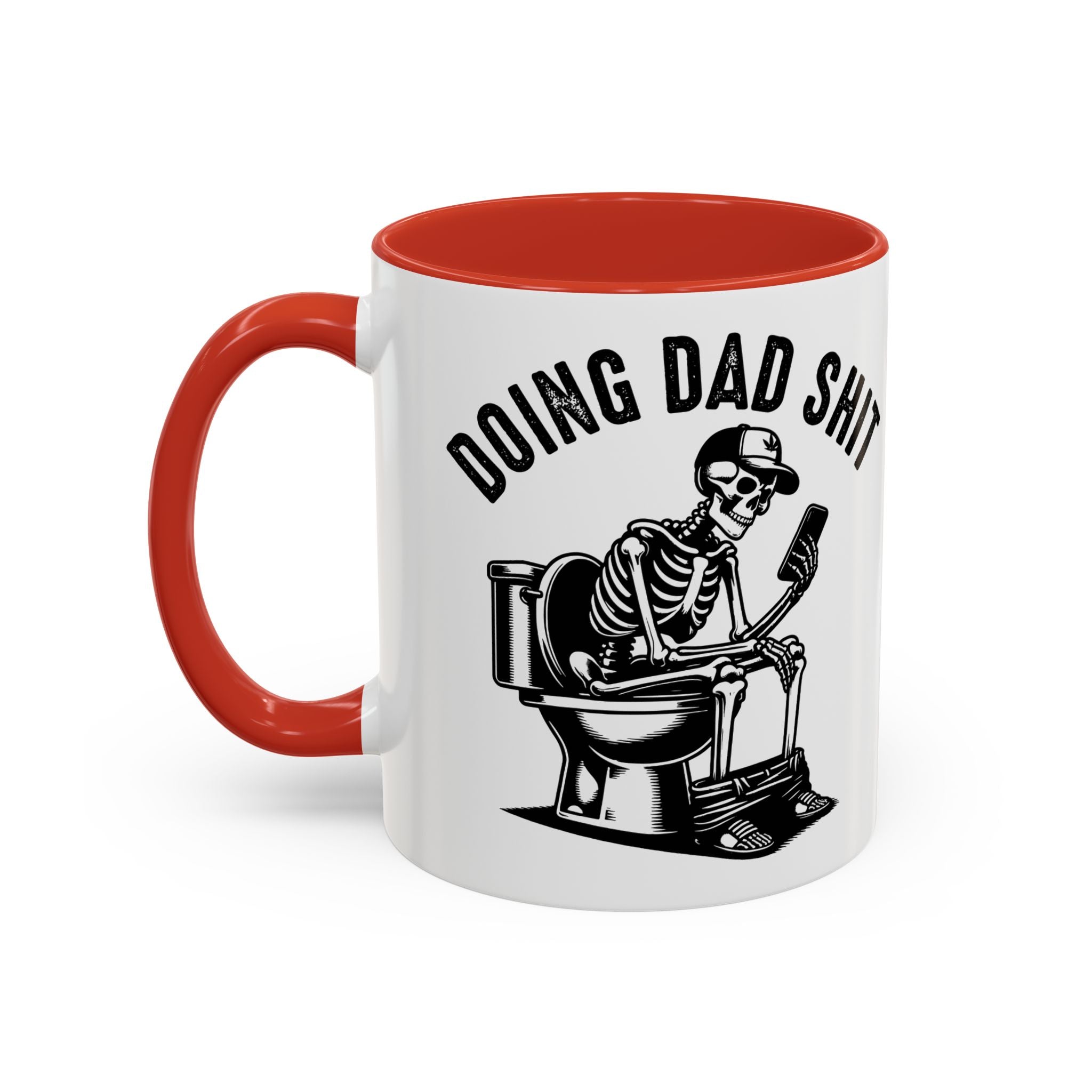 Doing Dad Shit Coffee Mug — Funny Skeleton Dad Toilet Humor Accent Mug