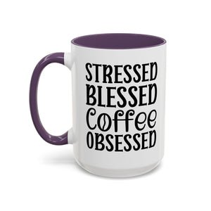 Stressed Blessed Coffee Obsessed Mug, Motivational Coffee Mug, Gift for Coffee Lovers, Funny Office Mug, Self-Care Gift Idea