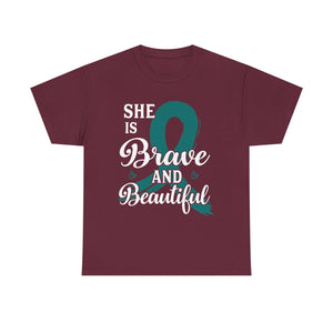 Empowering Brave & Beautiful Tee, Inspirational T-Shirt, Unisex Awareness Shirt, Gift for Support, Cancer Awareness Tee, Confidence T-Shirt