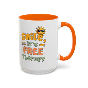 Smile It's Free Therapy Coffee Mug - Fun & Cheerful Accent Mugs for Brightening Your Day