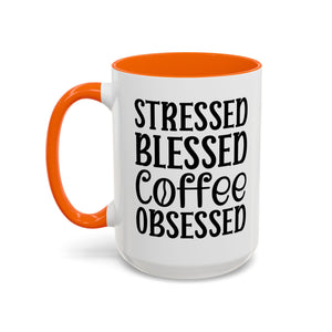 Stressed Blessed Coffee Obsessed Mug, Motivational Coffee Mug, Gift for Coffee Lovers, Funny Office Mug, Self-Care Gift Idea